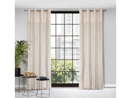 Sametový závěs AGNES s elegantním potiskem v krémové barvě