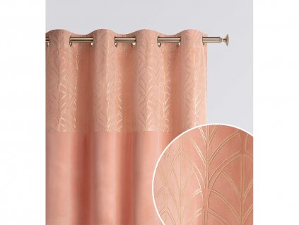Sametový závěs BLISS 140x250cm - pudrově růžový s uchycením na zlatá dekorační kolečka