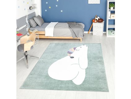 Dětský koberec ANIME s medvědem vzor 921 zelený 1