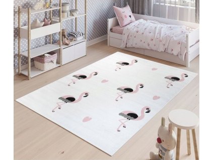 Dětský koberec HOME art - růžové plameňáci