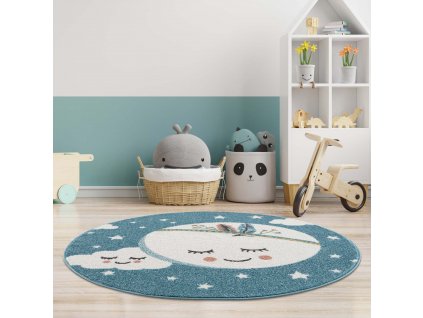 Dětský kulatý koberec ANIME - vzor 9383 Měsíc indián