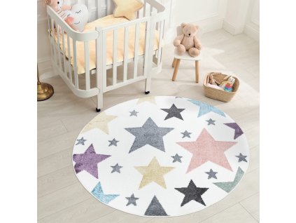 Dětský kulatý koberec ANIME s hvězdami vzor 903