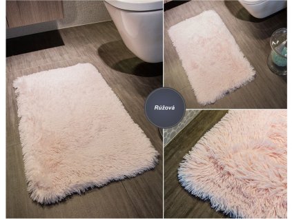 Chlupatý koupelnový kobereček Ester - růžový
