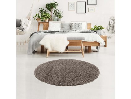 Jednobarevný kulatý koberec PULPY šedý