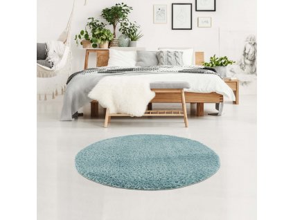 Jednobarevný kulatý koberec PULPY světle modrý