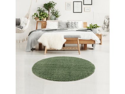 Jednobarevný kulatý koberec PULPY zelený