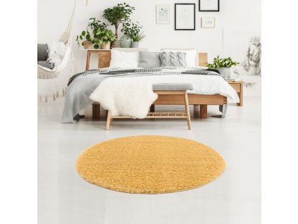 Jednobarevný kulatý koberec PULPY žlutý