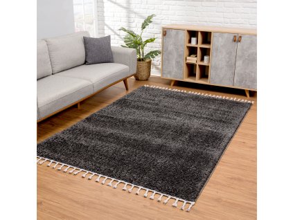 Jednobarevný shaggy koberec PULPY antracitový