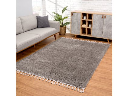 Jednobarevný shaggy koberec PULPY šedý
