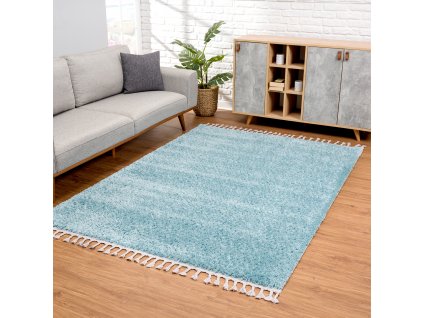 Jednobarevný shaggy koberec PULPY světle modrý