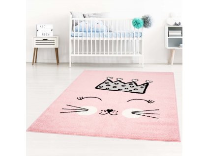 Moderní koberec BUBBLE - Růžová kočka