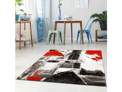Moderní koberec MODA SOFT šedě červený 1134