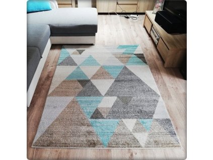 Moderní koberec RELAX - Tyrkysové trojúhelníky