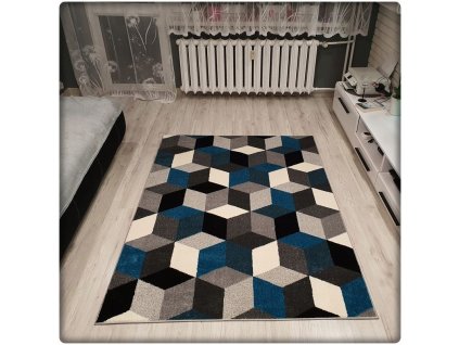 Moderní koberec SUMATRA - Modré kosočtverce