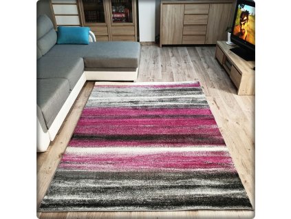 Moderní koberec SUMATRA - Růžové pásy