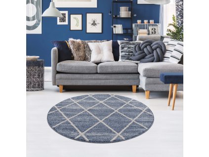 Moderní kulatý koberec ART 2645 modrý