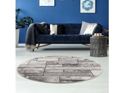 Moderní kulatý koberec NOA - vzor 9250 šedý