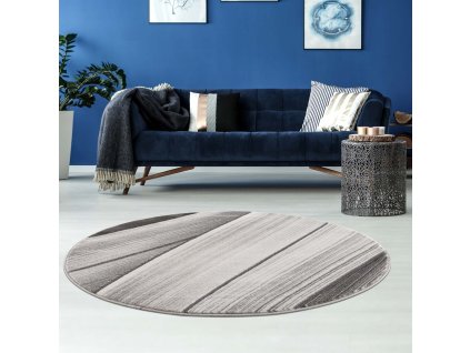 Moderní kulatý koberec NOA - vzor 9258 šedý