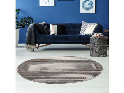 Moderní kulatý koberec NOA - vzor 9261 zlatý