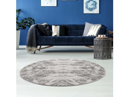Moderní kulatý koberec NOA - vzor 9295 šedý
