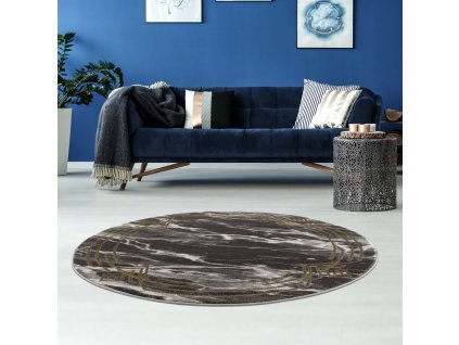 Moderní kulatý koberec NOA - vzor 9297 černý