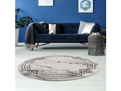 Moderní kulatý koberec NOA - vzor 9297 šedý