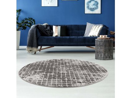 Moderní kulatý koberec NOA - vzor 9328 šedý