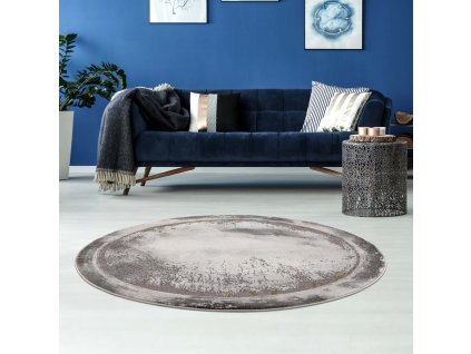 Moderní kulatý koberec NOA - vzor 9330 šedý