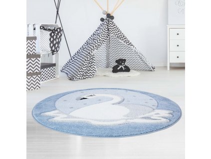 Kulatý dětský koberec BEAUTY Modrá labuť