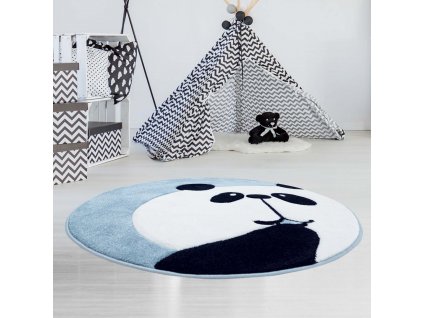Kulatý dětský koberec BEAUTY Modrá panda