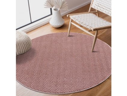 Kulatý jednobarevný koberec FANCY 805 - růžový