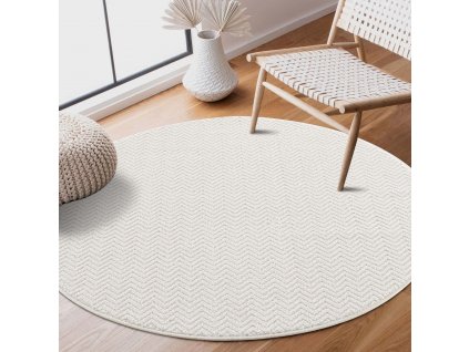 Kulatý jednobarevný koberec FANCY 805 - smetanově bílý