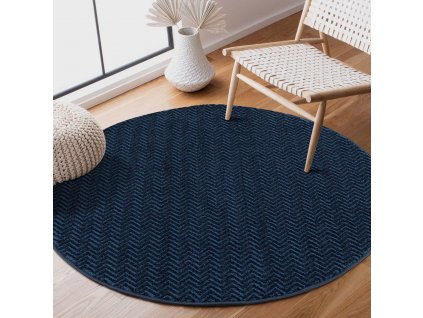 Kulatý jednobarevný koberec FANCY 805 - tmavě modrý