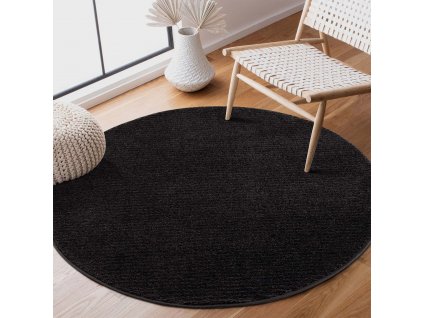 Kulatý jednobarevný koberec FANCY 900 - černý