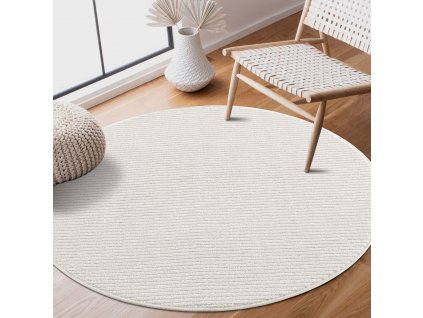 Kulatý jednobarevný koberec FANCY 900 - smetanově bílý