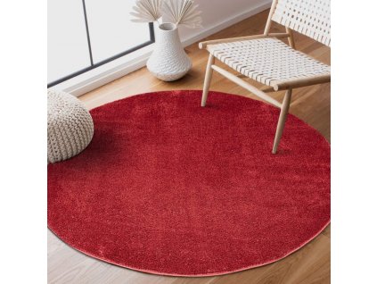 Kulatý koberec s dlouhým vlasem SOFTSHINE červený