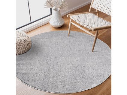 Kulatý koberec s dlouhým vlasem SOFTSHINE šedý