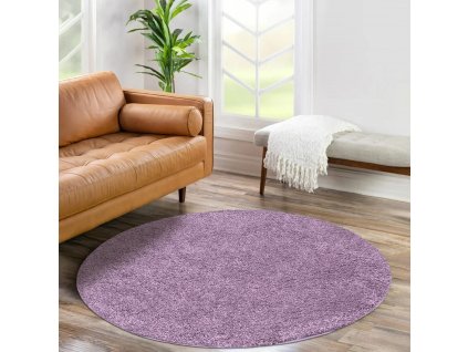 Shaggy kulatý koberec CITY 500 fialový
