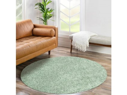 Shaggy kulatý koberec CITY 500 zelený