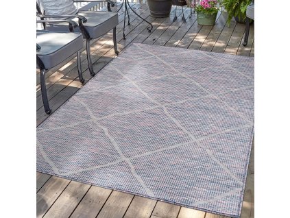 Šňůrkový koberec PALM B3075A modro růžový