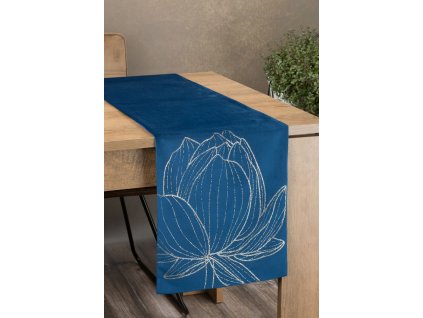 Elegantní sametový běhoun na stůl BLINK 12 granátově modrý