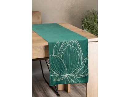 Elegantní sametový běhoun na stůl BLINK 12 tmavě zelený