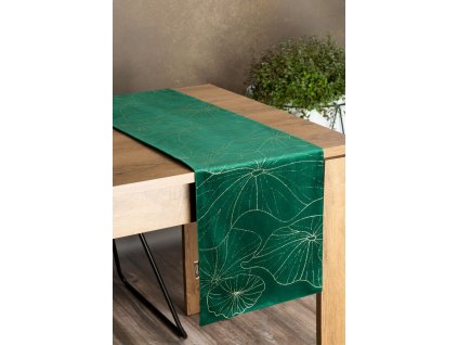 Elegantní sametový běhoun na stůl BLINK 18 tmavě zelený