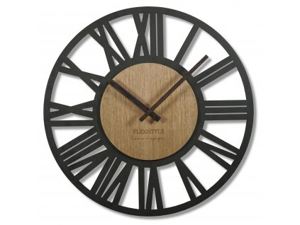 Moderní dřevěné hodiny EKO Loft Adulto antracit 50cm