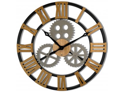 Moderní dřevěné hodiny EKO Loft Industrial 80cm
