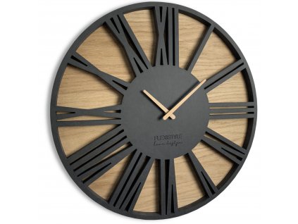 Moderní dřevěné hodiny EKO Loft Roman 50cm černé
