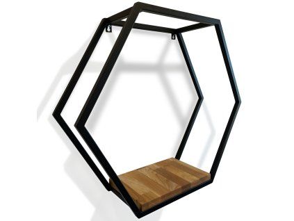 251782 nastenna polica loft hexagon dubova 60cm