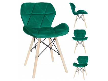 Sada 4ks sametových židlí Matias tmavě zelené