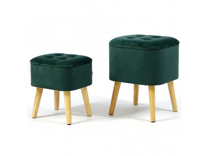 Sada sametových taburetek ROY - tmavě zelené