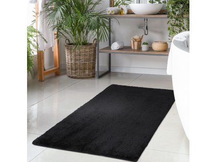 Kožešinový koupelnový kobereček Topia mats černý